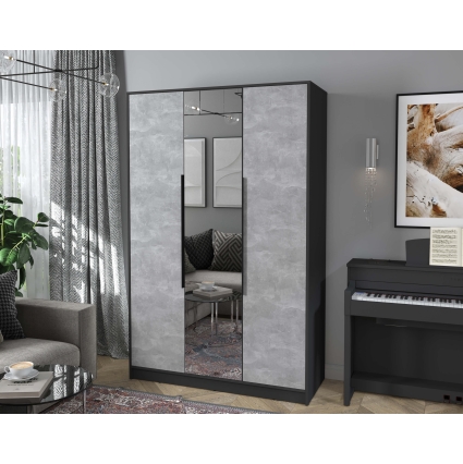 Шкаф распашной КТ-Ш3(з) (Антрацит ЛДСП/ Бетон ЛДСП) Ш1360 В2128 Г547